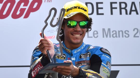 El italiano Franco Morbidelli, tras su victoria.