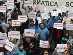Manifestantes de Informática, hoy. / MARIO ROJAS