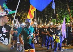Los mineros en su marcha nocturna en Madrid  ::AFP