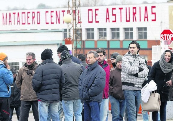 Una anterior concentración de empleados del matadero. 