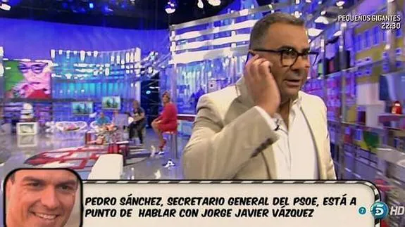 Pedro Sánchez llama a Sálvame para convencer a Jorge Javier Vázquez de que vote al PSOE