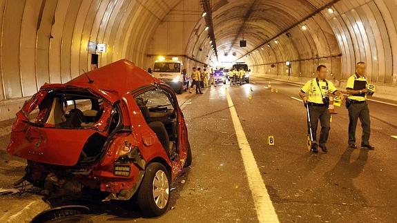 Estado en el que quedó el vehículo en el que viajaban los fallecidos. 