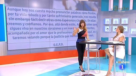 Mariló Montero: «La carta de la familia de Asunta la firma un tal Q. D. E. P.»