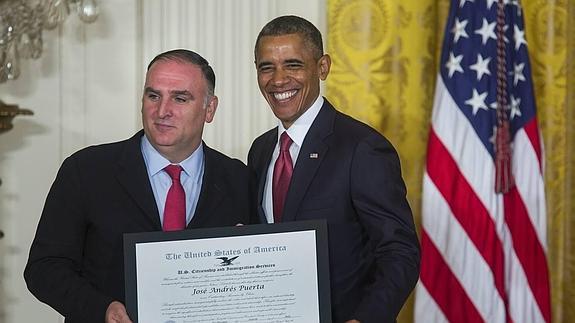 El cocinero asturiano José Andrés, ejemplo de  éxito para Obama