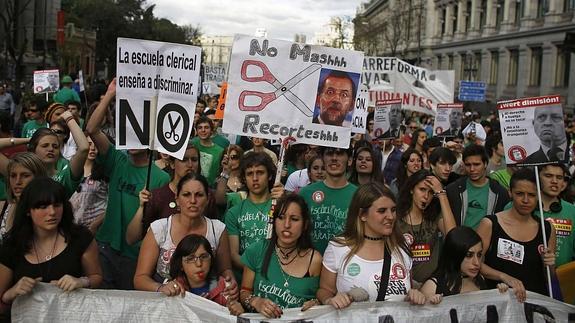 Manifestación contra la Ley Wert en Madrid en mayo de 2013,