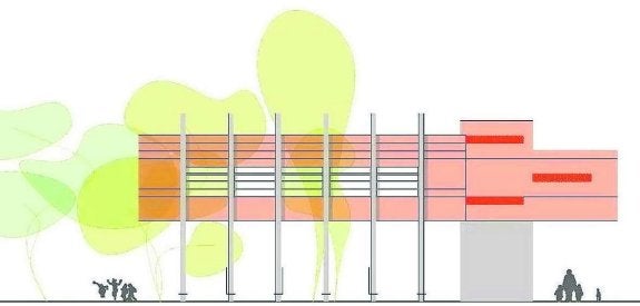 Infografía del nuevo edificio del colegio de Colloto. 