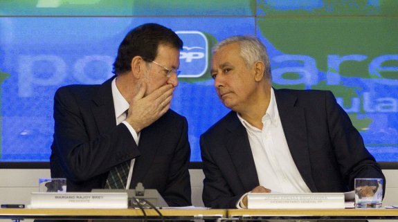 Mariano Rajoy y Javier Arenas, en una reunión de la dirección del Partido Popular. 