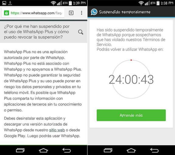 WhatsApp suspende las cuentas de los usuarios de WhatsApp Plus