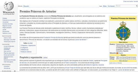 Wikipedia obtiene el Premio Princesa de Asturias de Cooperación Internacional