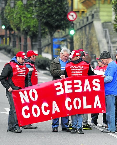 Una protesta de los trabajadores de Asturbega. 