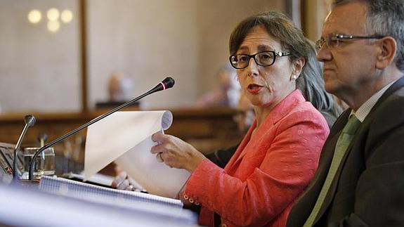 La consejera Belén Fernández, durante su comparecencia. 