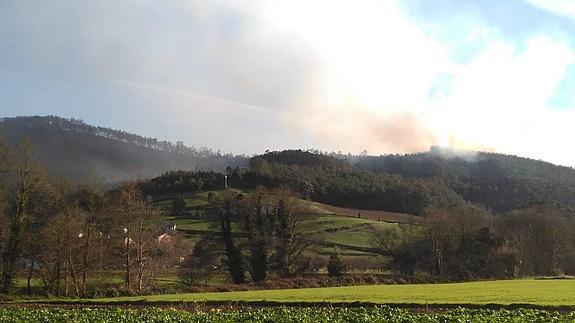 El incendio, esta mañana en La Veguina. 