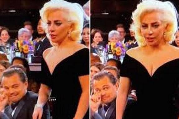 La cara de DiCaprio al pasar Lady Gaga a su lado en los Globos de Oro: ¿Sorpresa o envidia?