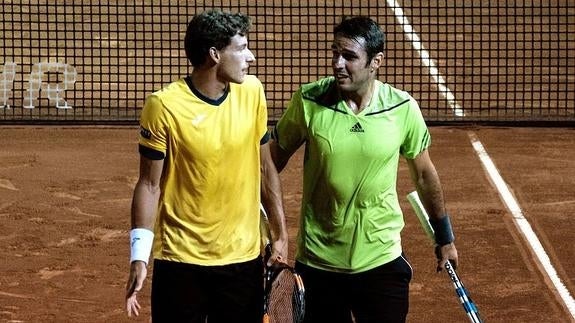 Carreño y Marrero durante el partido de anoche. 