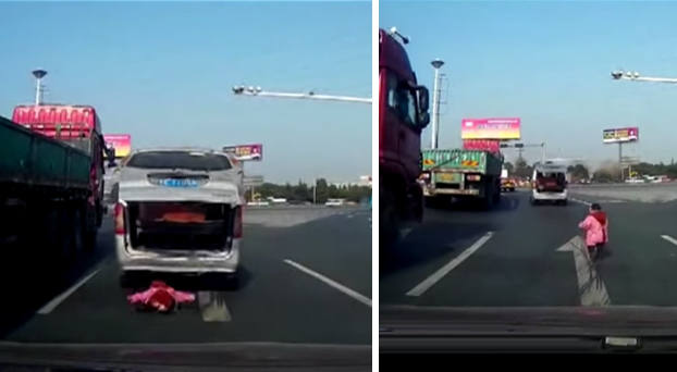 Un niño cae del maletero del coche de su abuelo en marcha