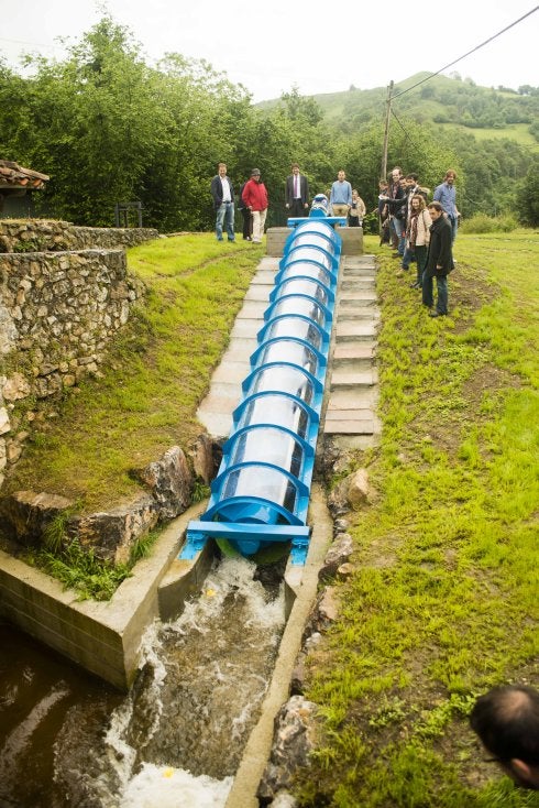 Inauguración del 'Hidrotor', ayer, en Llano de Con. 