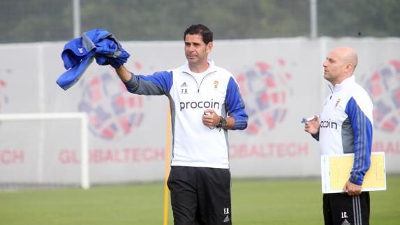 Hierro, hoy, en el entrenamiento del Oviedo.