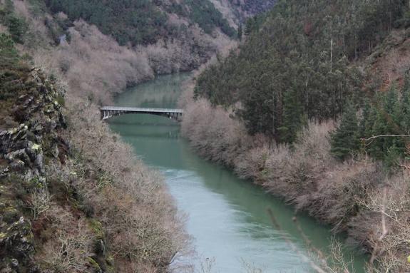 Vista del río Navia durante el recorrido de la senda de Viesgo. 