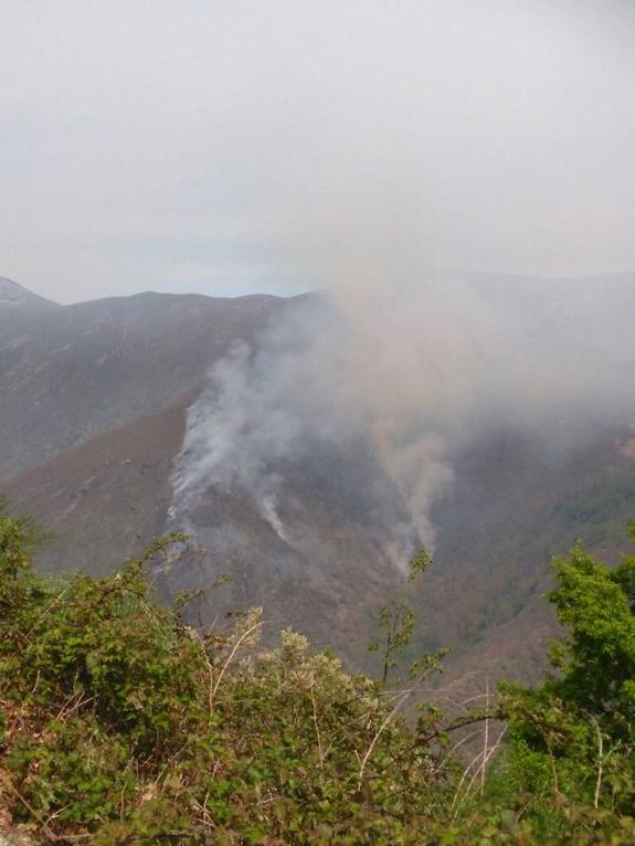 Incendio en los montes de Valdebueyes, en Ibias. 