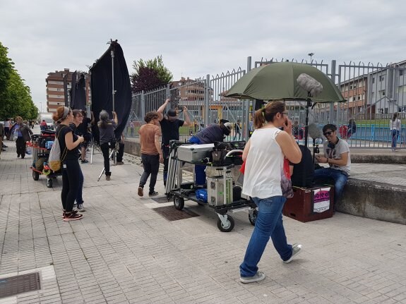 Rodaje de la serie 'La Zona' en el colegio Montevil. 