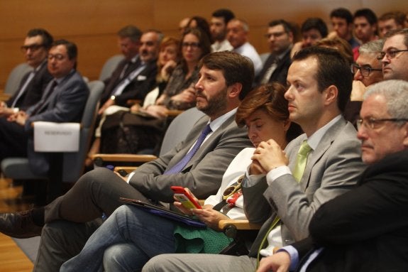 Rubén Marín, Eva Miquel, Christophe Joubert y Eduard Rodés, ayer en el Puerto. 