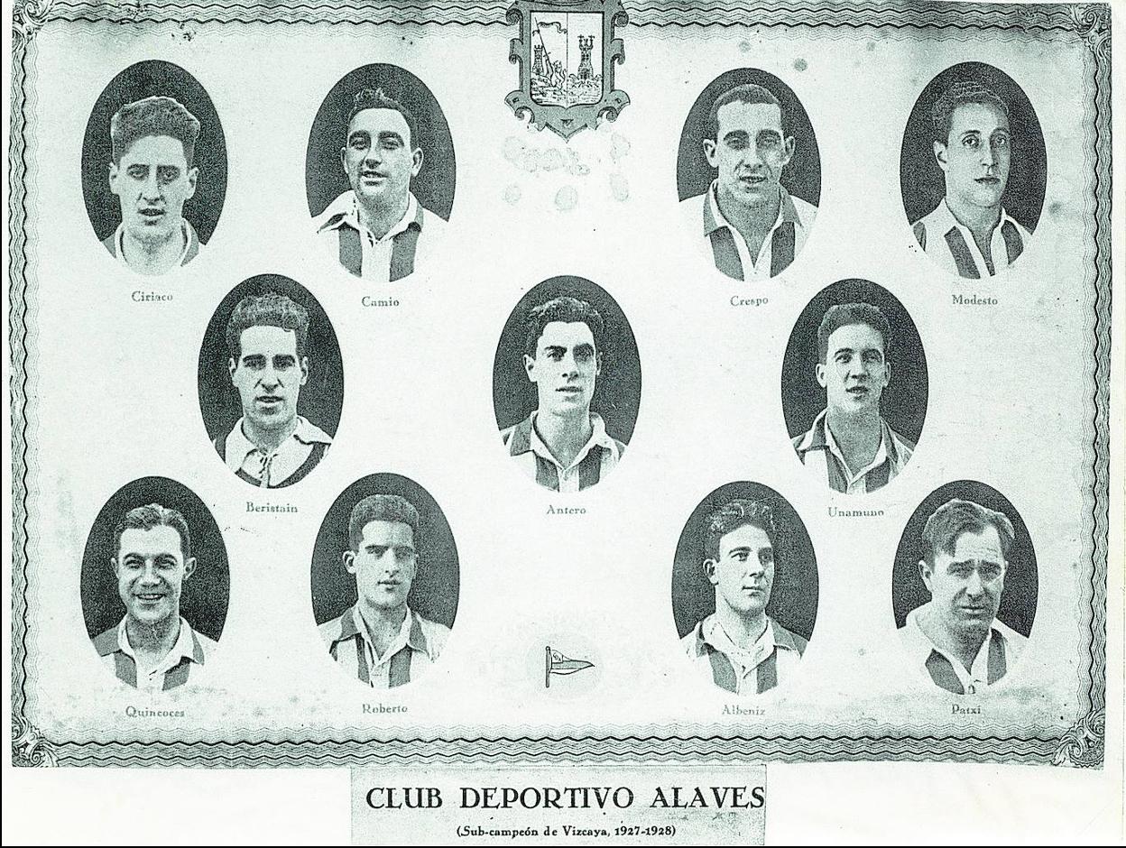 Alineación del Alavés que se proclamó subcampeón de Vizcaya la temporada 1927-28. 