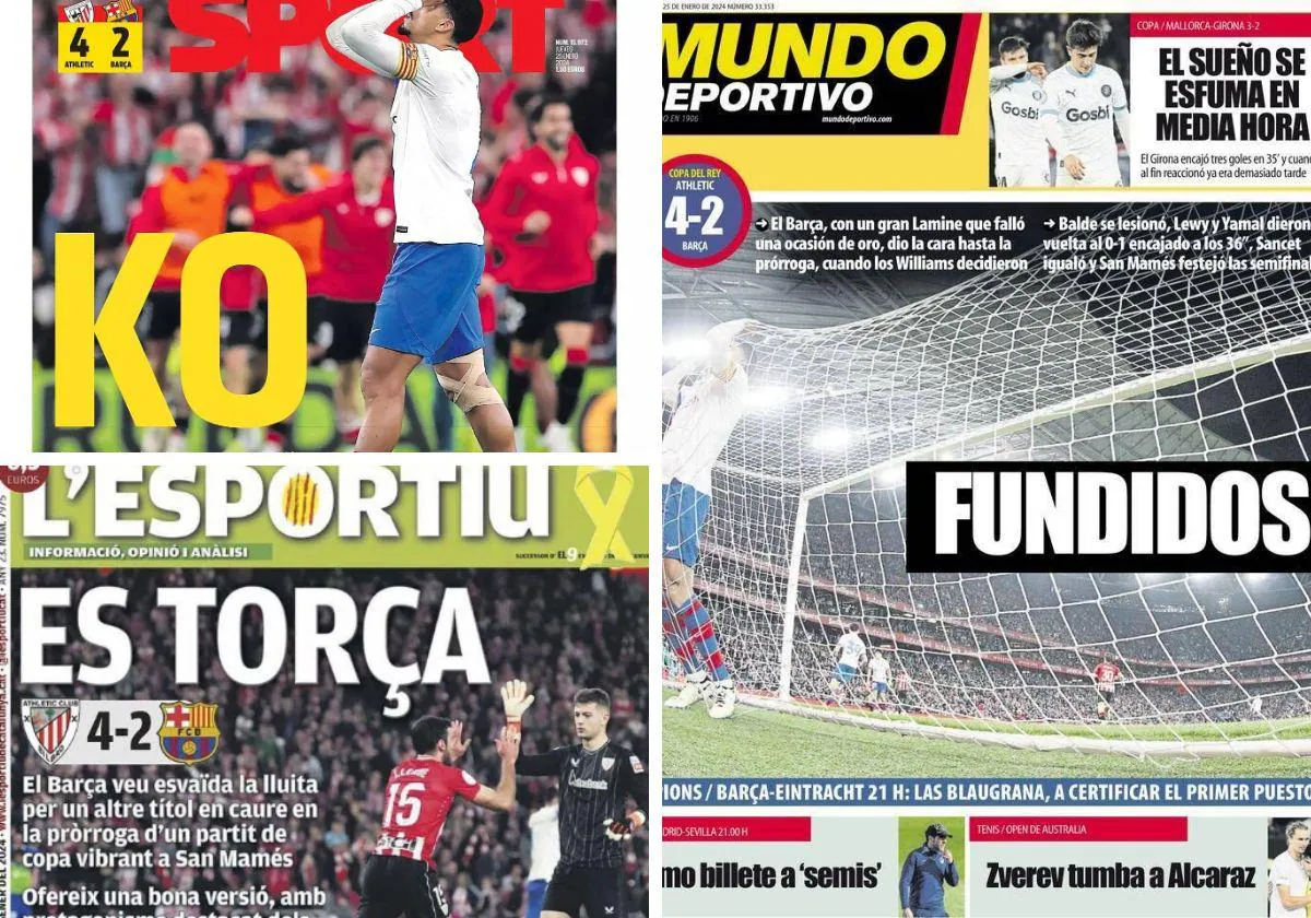 Así amanece la prensa deportiva catalana: «Demasiados Williams...»; «KO»; «La caldera de San Mamés...»