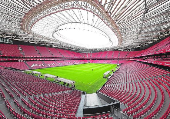 San Mamés cuenta con capacidad para 53.000 espectadores y se postula como una de las sedes del Mundial de España, Portugal y Marruecos.