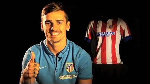 Griezmann se dirige a la afición colchonera.