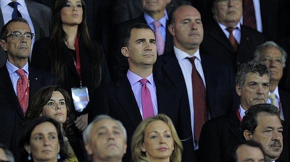 Felipe VI, en la final de Copa de 2012 cuando era todavía Príncipe de Asturias. AFP