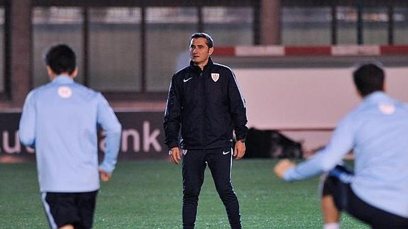 Valverde, en el entrenamiento.