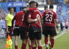 La reacción en el segundo tiempo permitió la alegría de Juan María y Álvaro Sanz tras el gol.