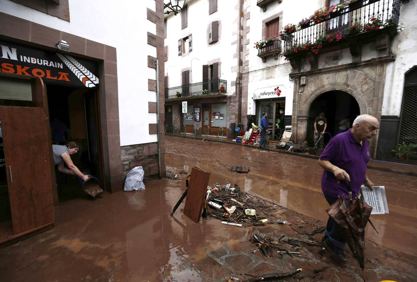 Elizondo, uno de los puntos más afectados por las inundaciones que azotan el Baztan