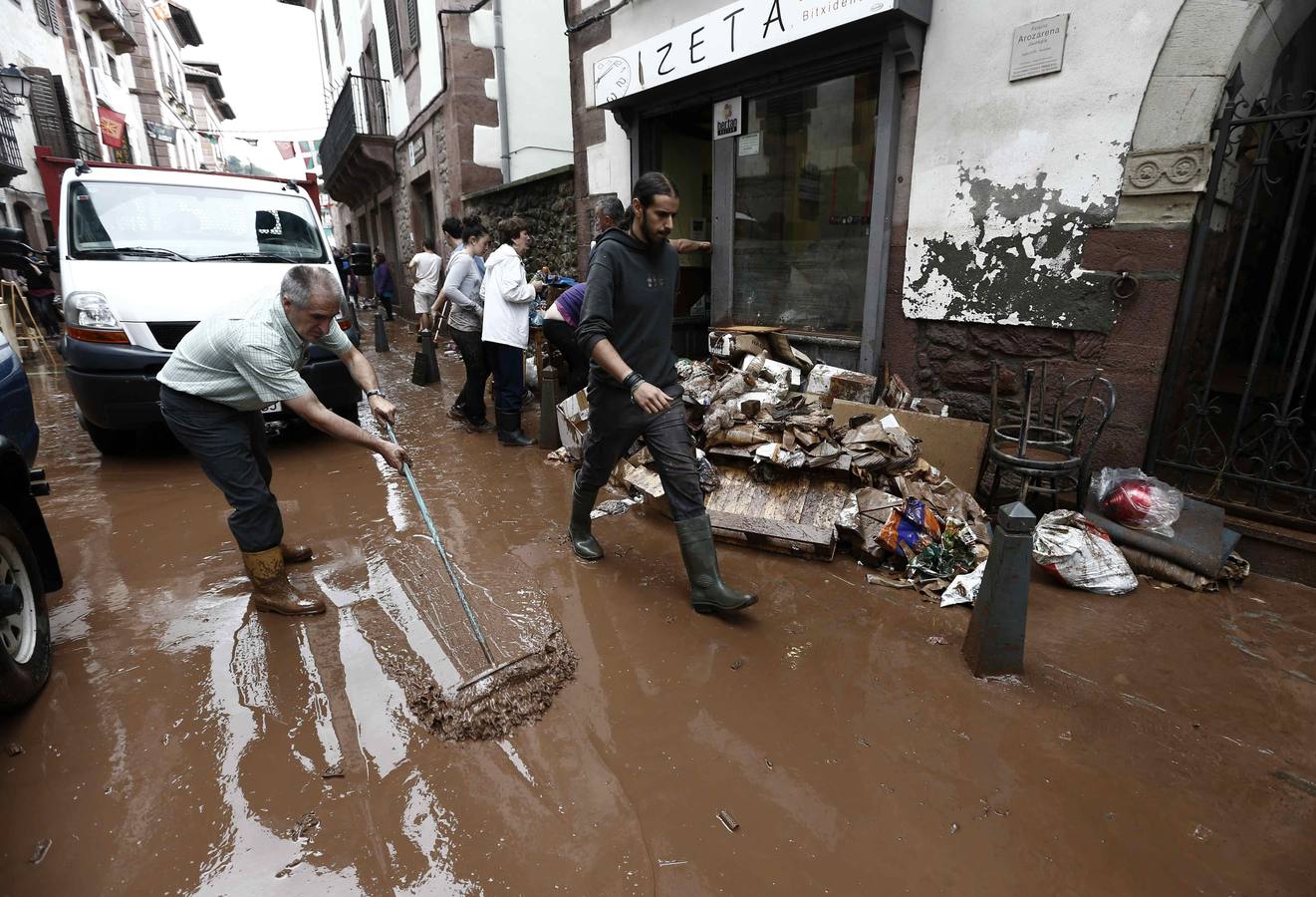 Elizondo, uno de los puntos más afectados por las inundaciones que azotan el Baztan