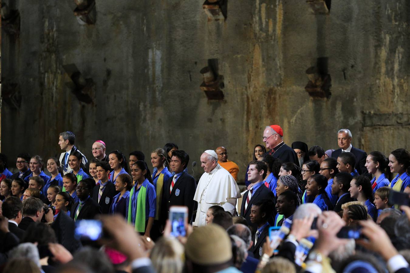 El Papa reza con líderes de otras religiones en la Zona Cero de Nueva York