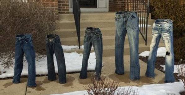 La última moda: congelar pantalones en plena calle