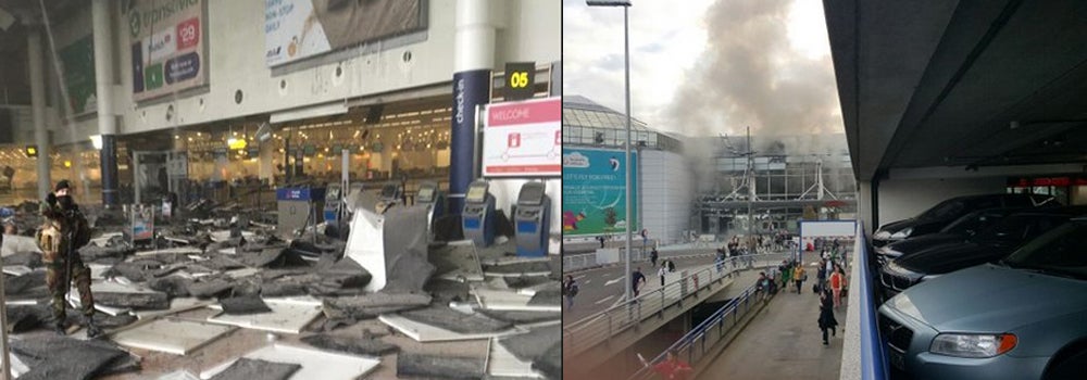 Destrozos en el interior del aeropuerto de Bruselas.