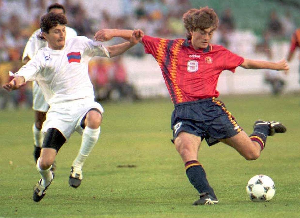 En un partido contra Armenia con la selección.