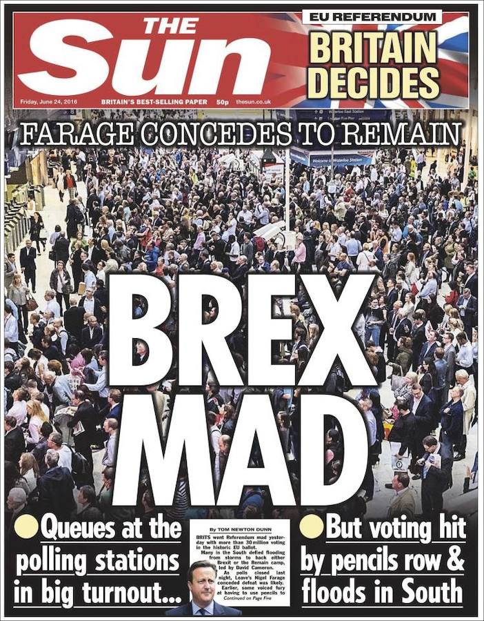 Así ve la prensa británica la salida de Reino Unido de la UE