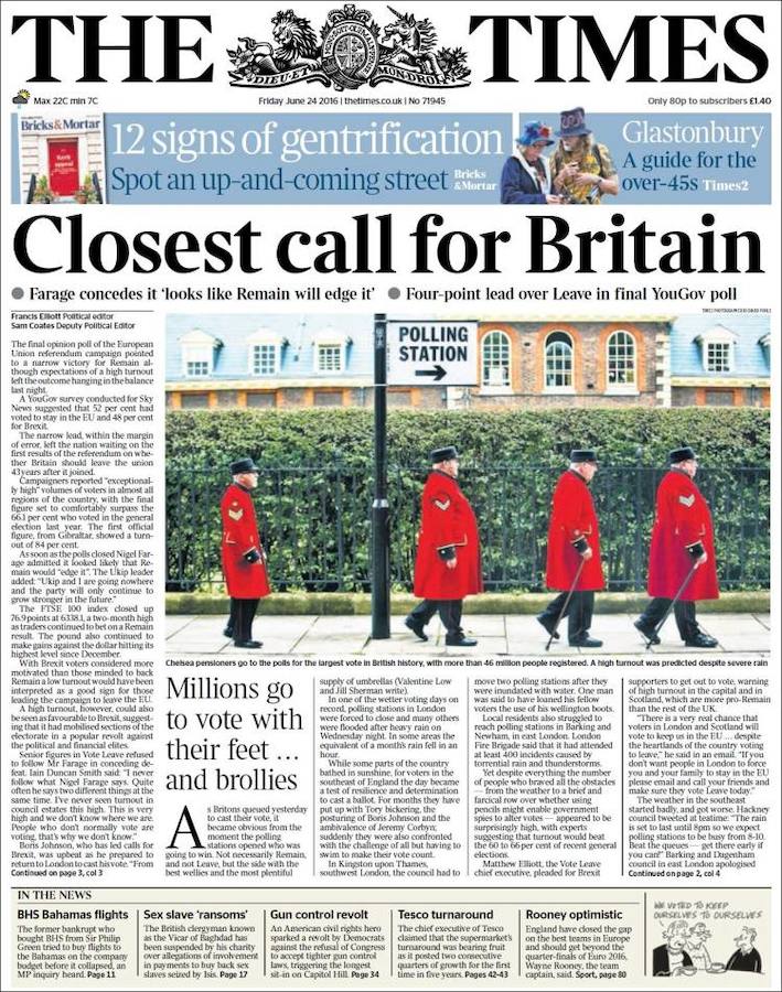 Así ve la prensa británica la salida de Reino Unido de la UE