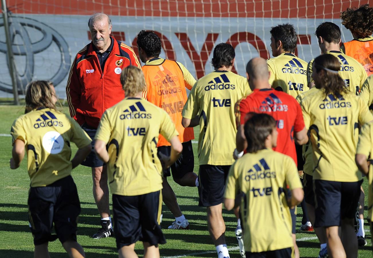 Vicente del Bosque, seleccionador nacional durante el primer entrenamiento en Las Rozas, el 18 de agosto de 2008.