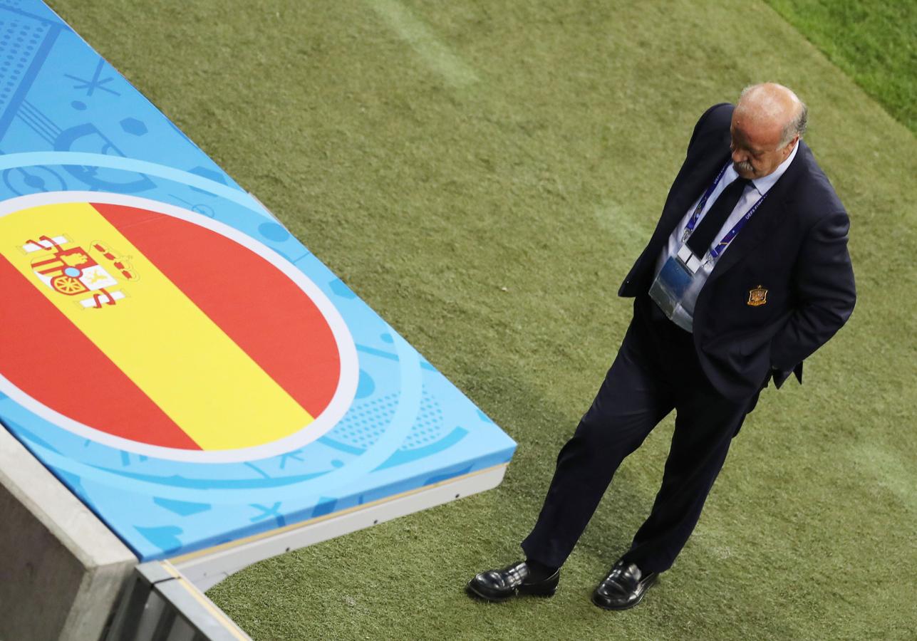 Del Bosque, en el partido que enfrentó a España ante Turquía (3-0) en la Eurocopa 2016 el pasado 17 de junio.