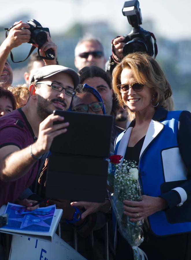 Así ha posado Sigourney Weaver en San Sebastián