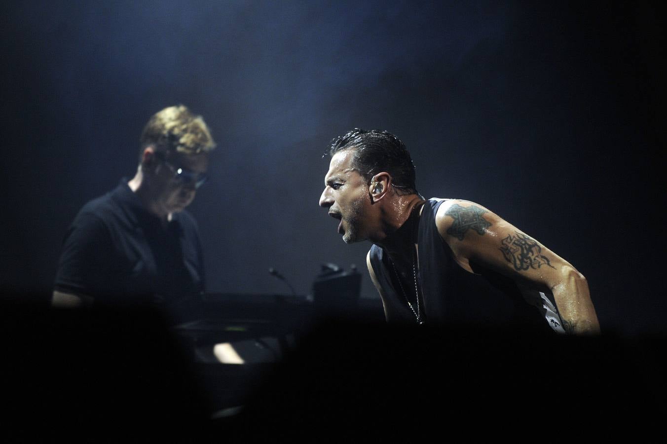 Dave Gahan, durante el concierto de Depeche Mode en Bilbao BBK Live 2013. 