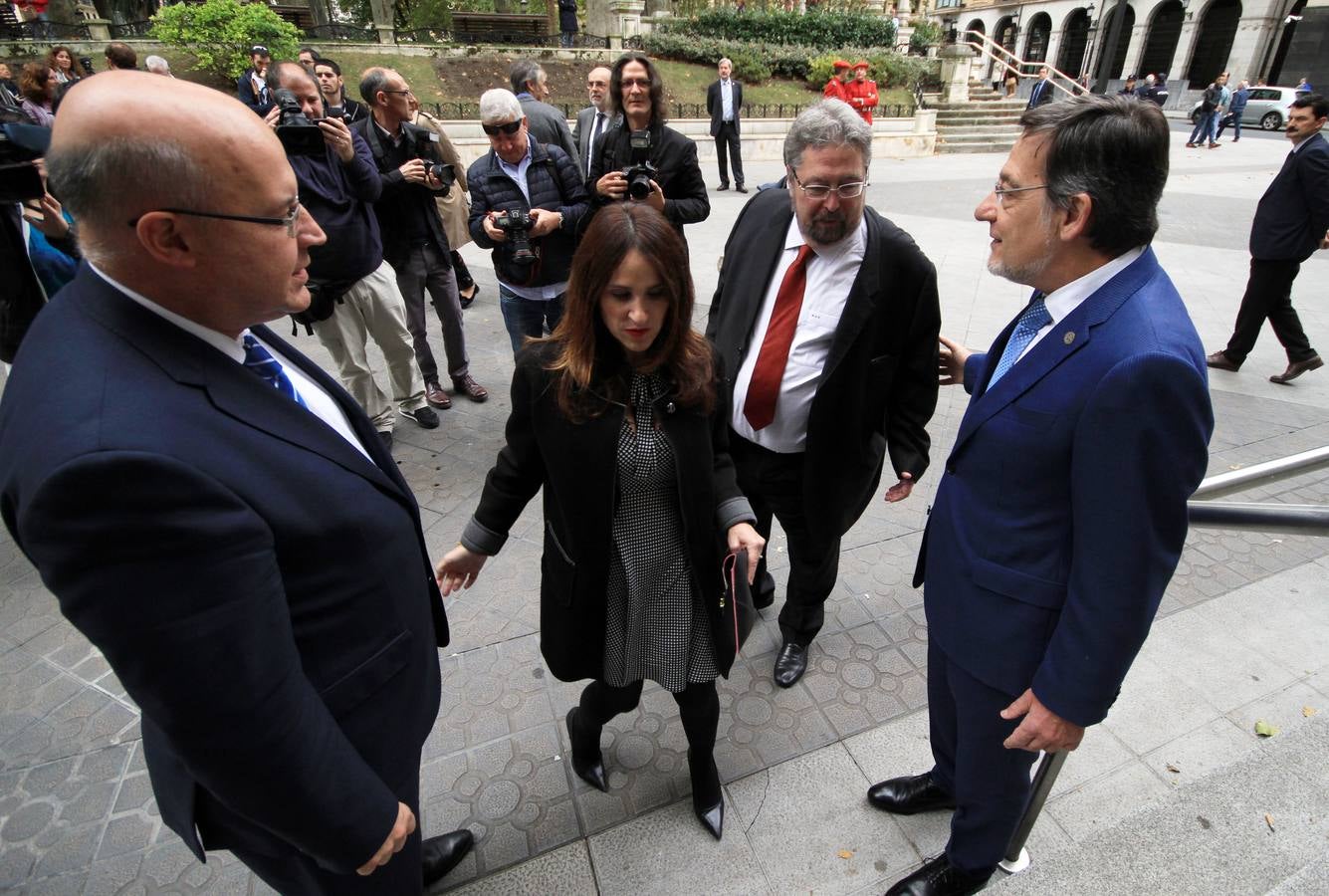 El presidente del TSJPV, Juan Luis Ibarra y el fiscal superior del País Vasco, Juan Calparsoro, reciben a la presidenta del Parlamento Vaso, Bakartxo Tejeria, y al Ararteko, Manu Lezertua.