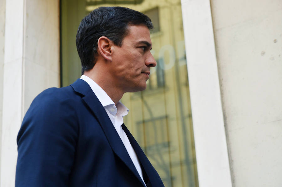 El exlíder socialista Pedro Sánchez en la sede del PSOE, en Madrid.