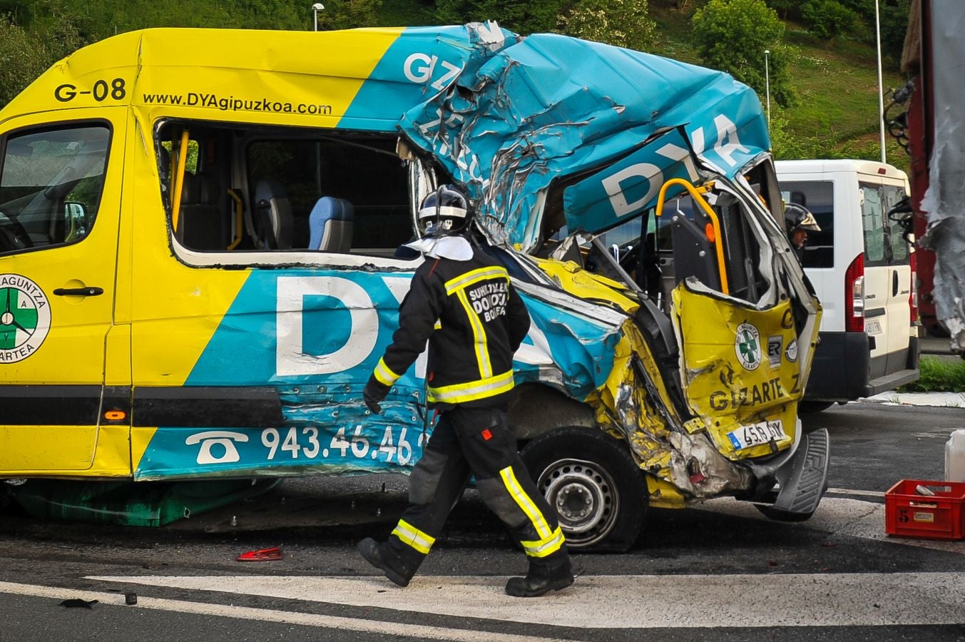 Las imágenes del accidente en la A-15, en Hernani