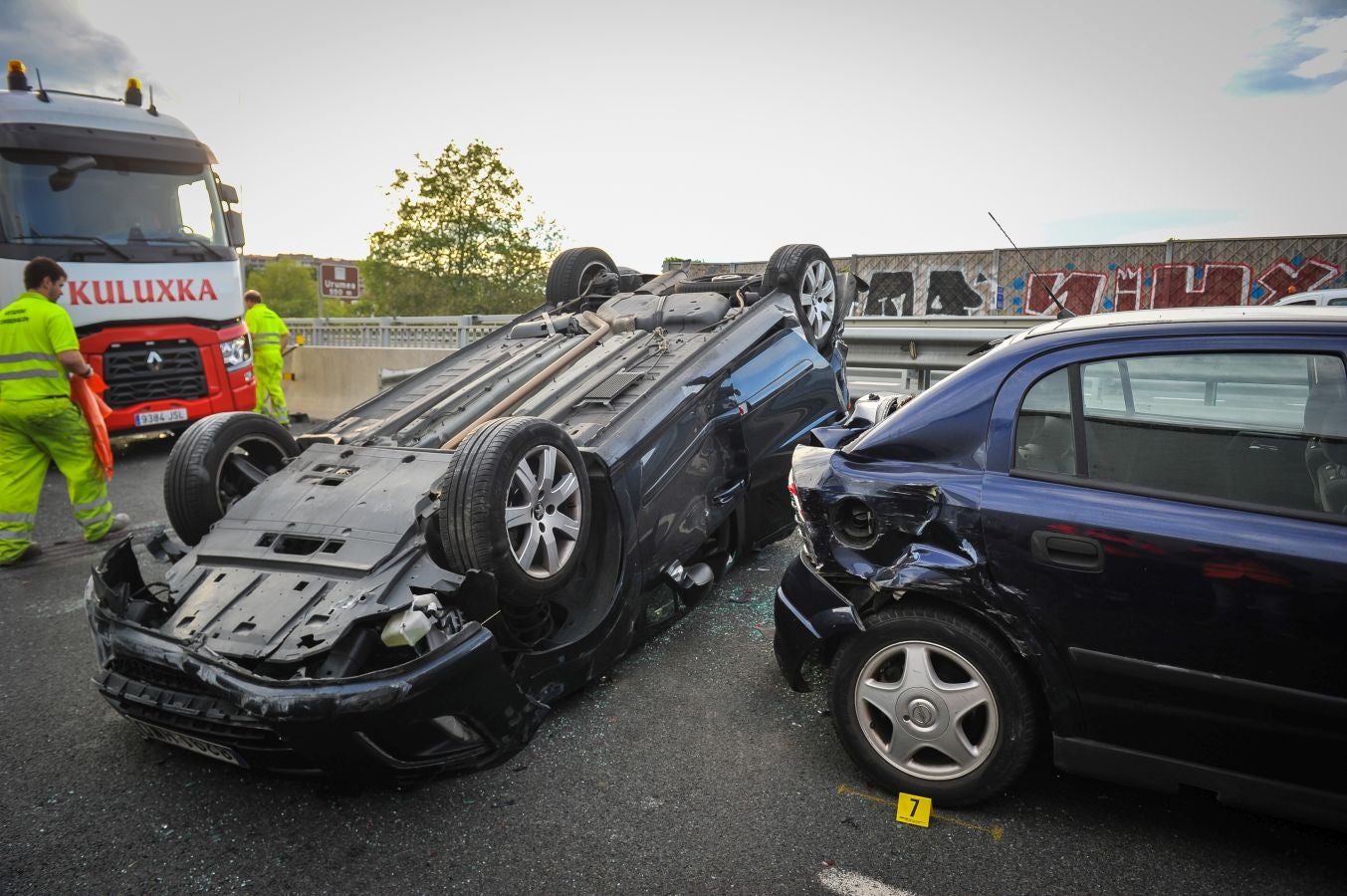 Las imágenes del accidente en la A-15, en Hernani