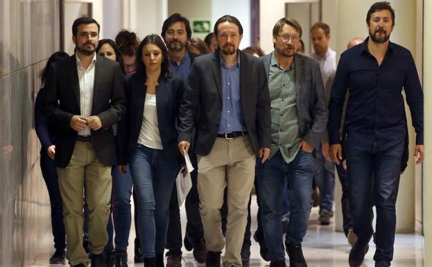 Pablo Iglesias, momentos antes de presentar la moción de censura.