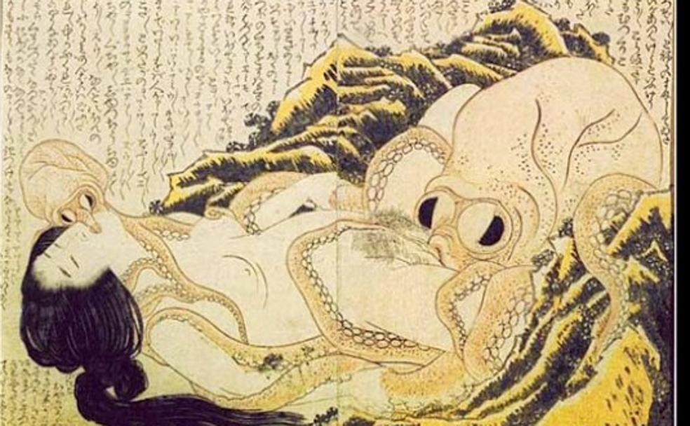 Obras de Utamaro y pulpos